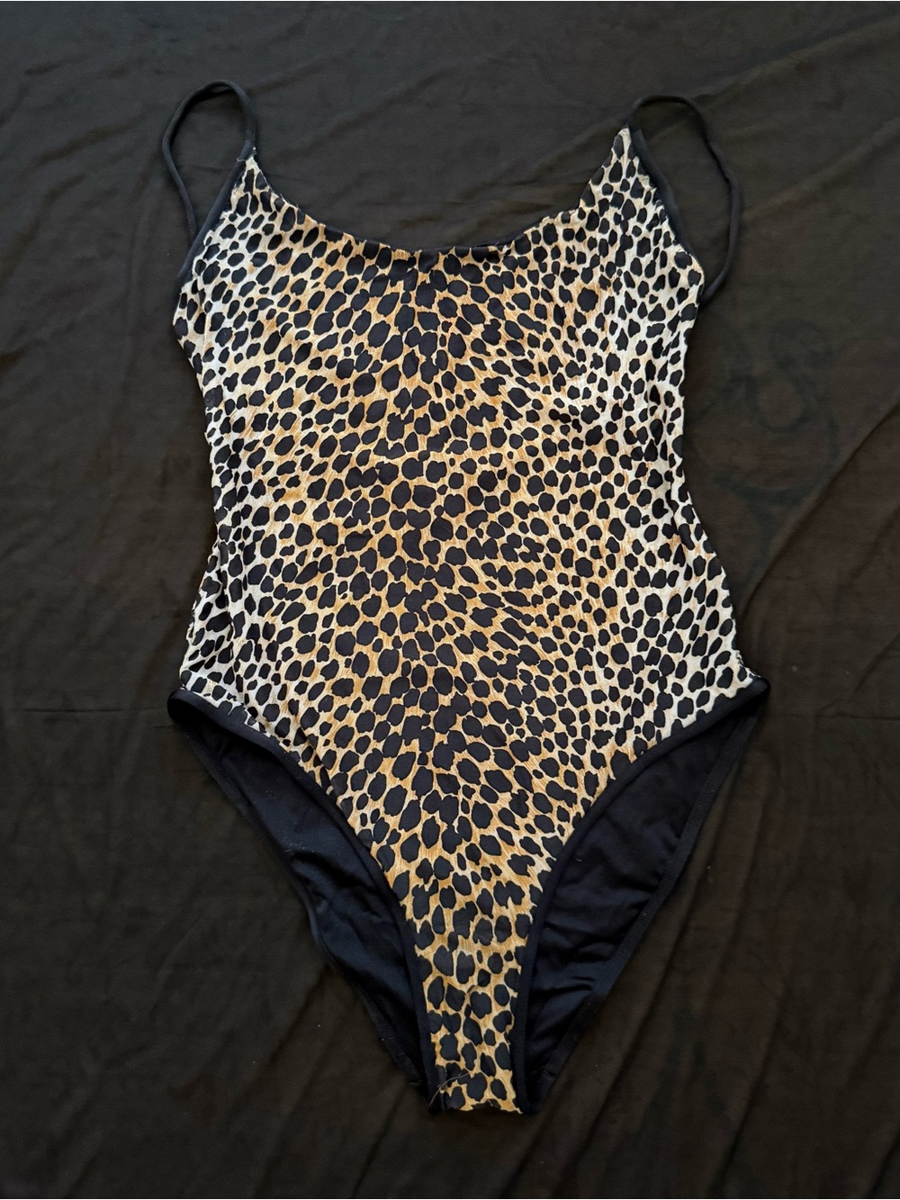 Auth. Dolce&Gabbana vint.black/brown Chita print scoop one piece swimsuit size46